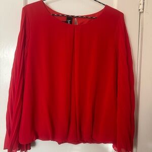by & by Vibrant Red Flared Sleeve Dress Blouse Large